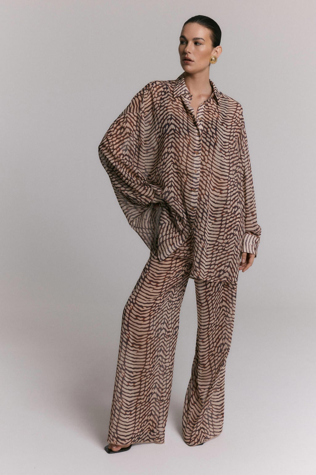 Refined Department oversized strandtuniek met dierenprint - bruin