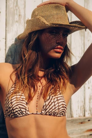 triangel bikinitop met dierenprint - bruin