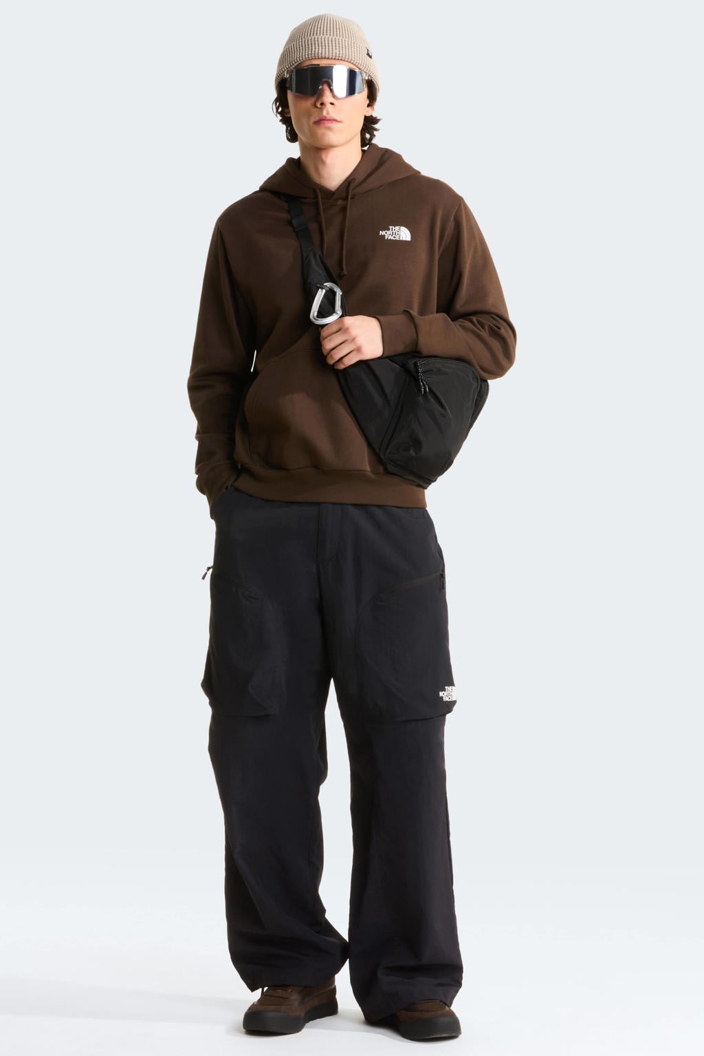 Donkerblauwe heren The North Face hoodie van sweat materiaal met backprint, lange mouwen en capuchon