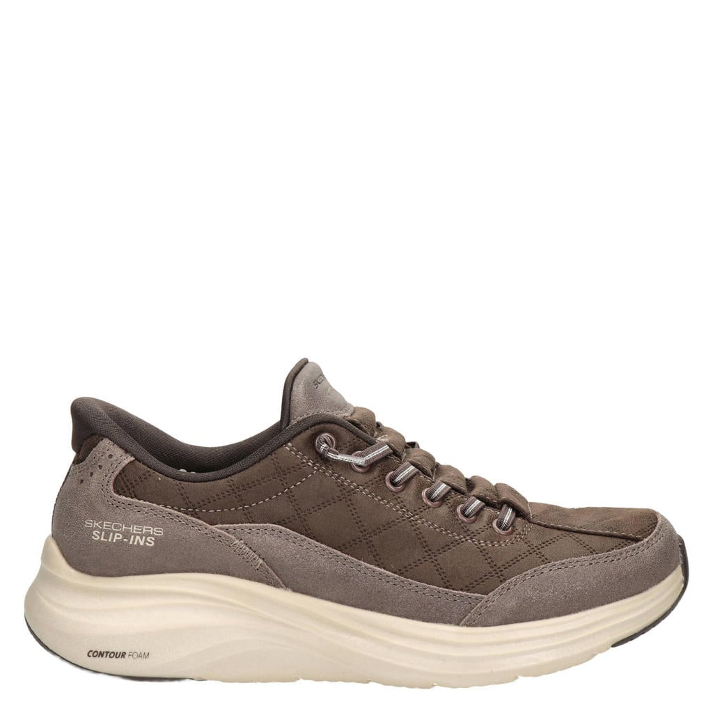 Bruine dames Skechers Hands Free Slip-ins: Contour Foam - Cozy Fit sneakers - met elastische veters