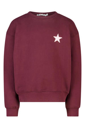 sweater met backprint - donkerrood