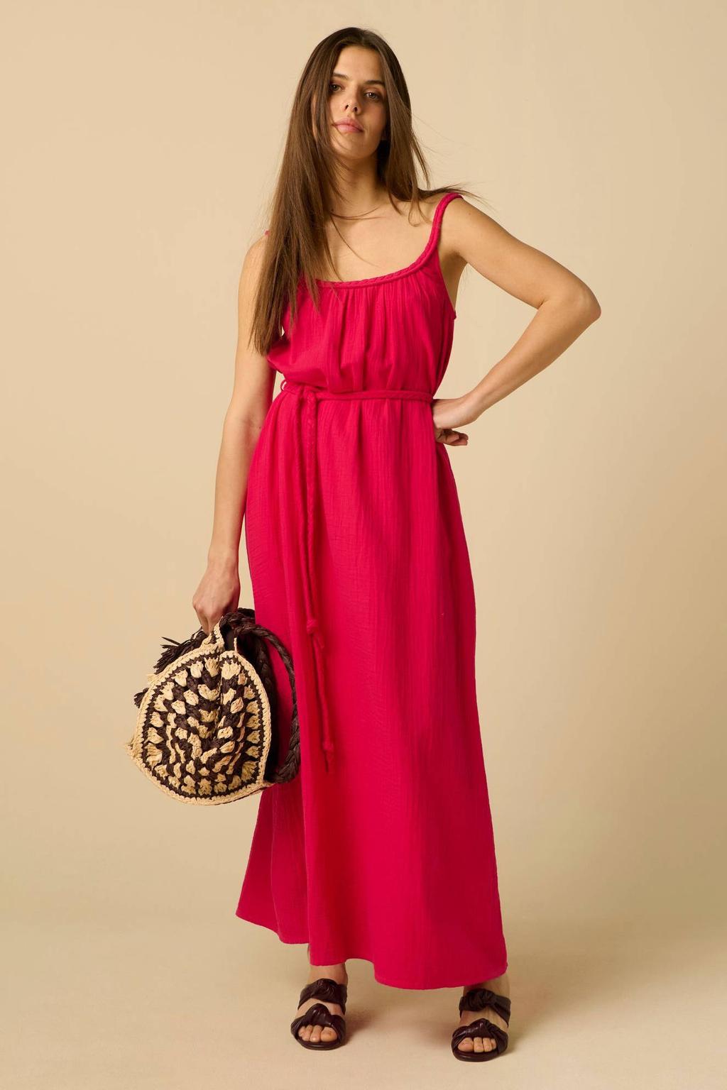 Sissy-Boy maxi zomerjurk met ceintuur - roze