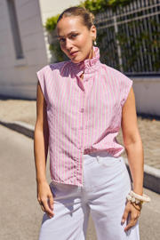 thumbnail: LOLALIZA rechtvallend gestreepte blouse - roze