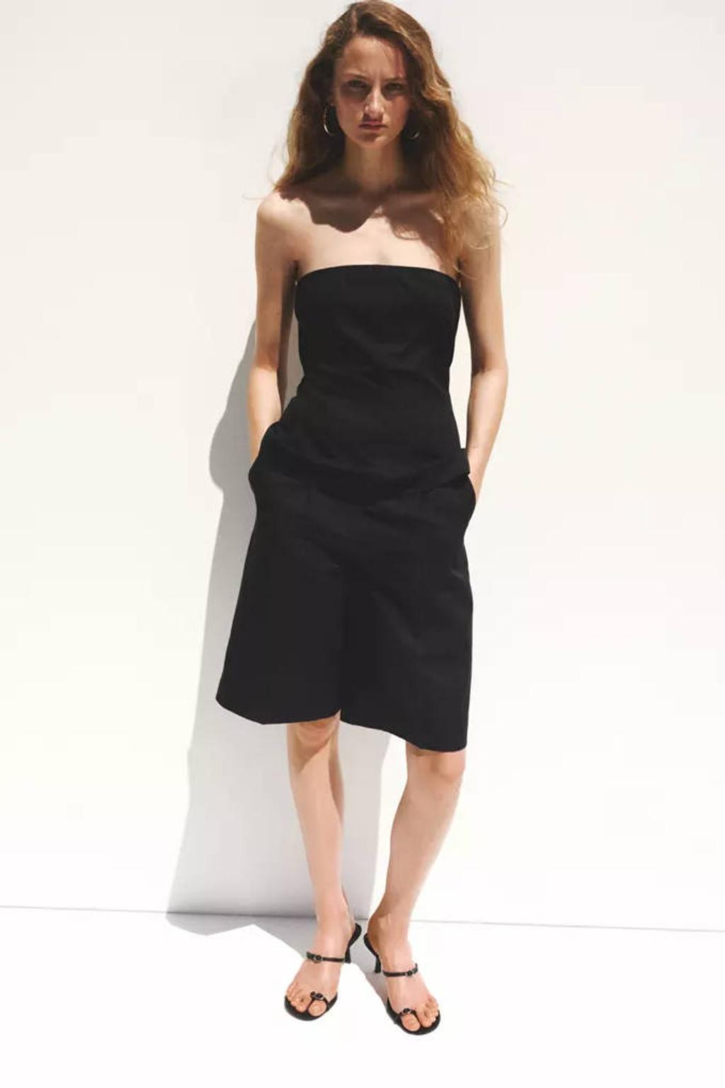 Zwarte dames Mango top van viscose met effen en strapless hals