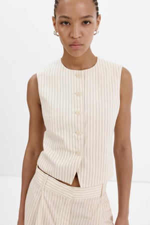 regular fit gestreepte chino short - ecru