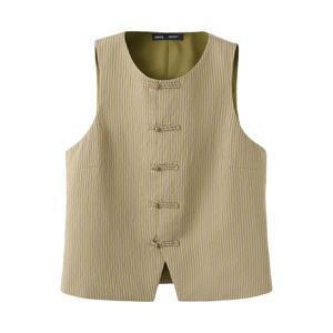 top met krijtstreep - groen