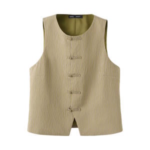 top met krijtstreep - groen