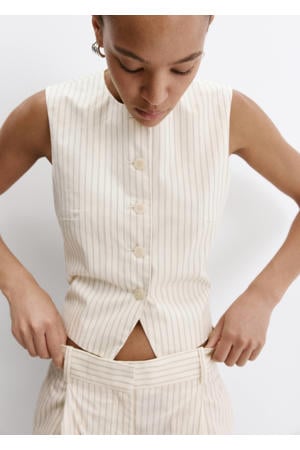 gilet met open rug en krijtstreep - ecru