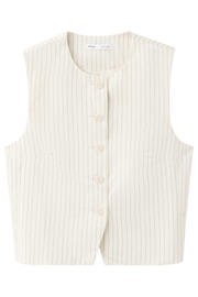 thumbnail: Mango gilet met open rug en krijtstreep - ecru