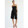 Mango viscose straight leg bermuda short met linnen - zwart