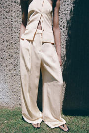 thumbnail: Mango straight leg broek met linnen - beige