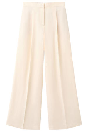 straight leg broek met linnen - beige
