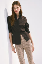 thumbnail: Mango slim fit geruite capribroek - bruin