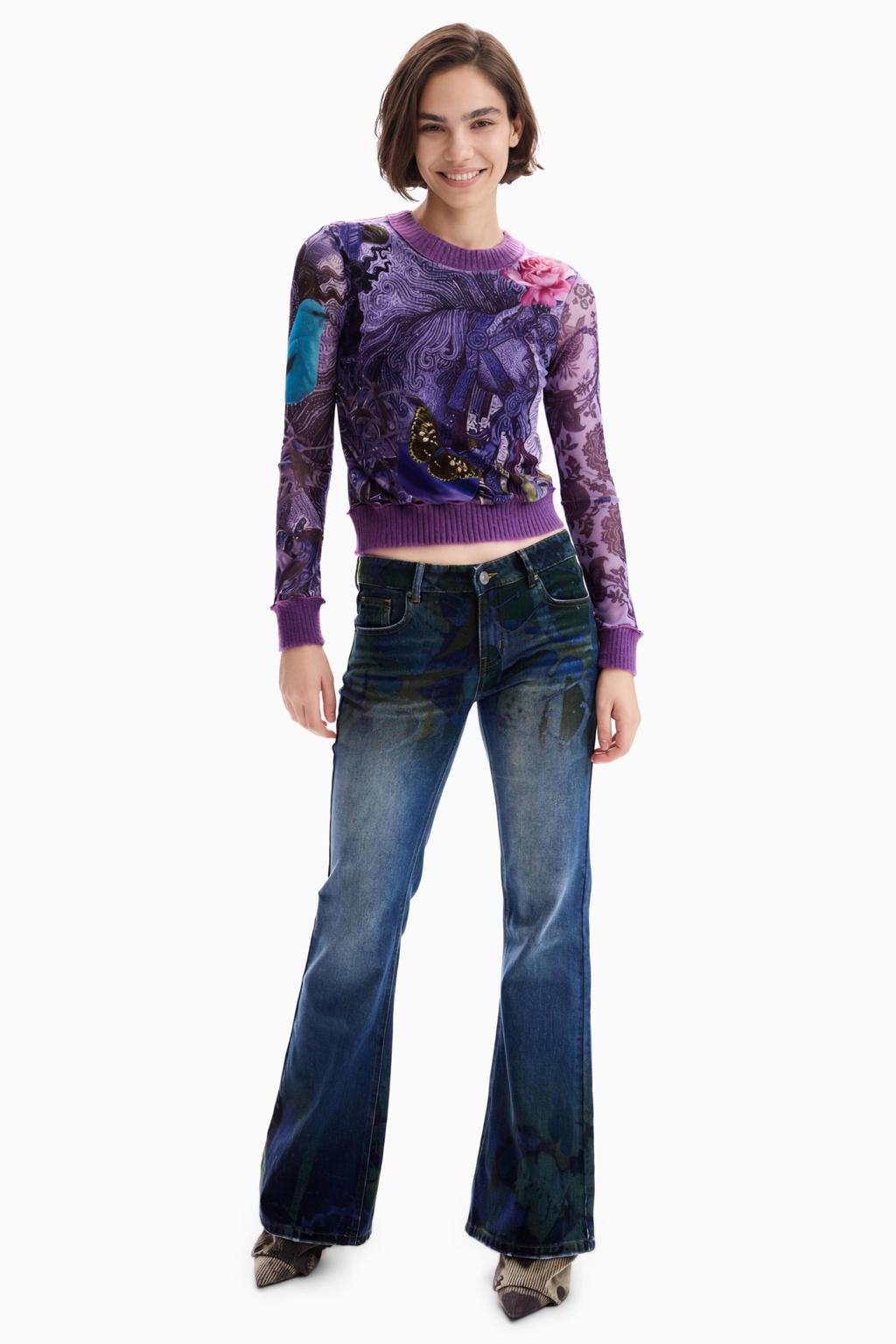 Desigual top met print - paars