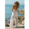 Bolina Island wide leg fit broek met ruches - wit