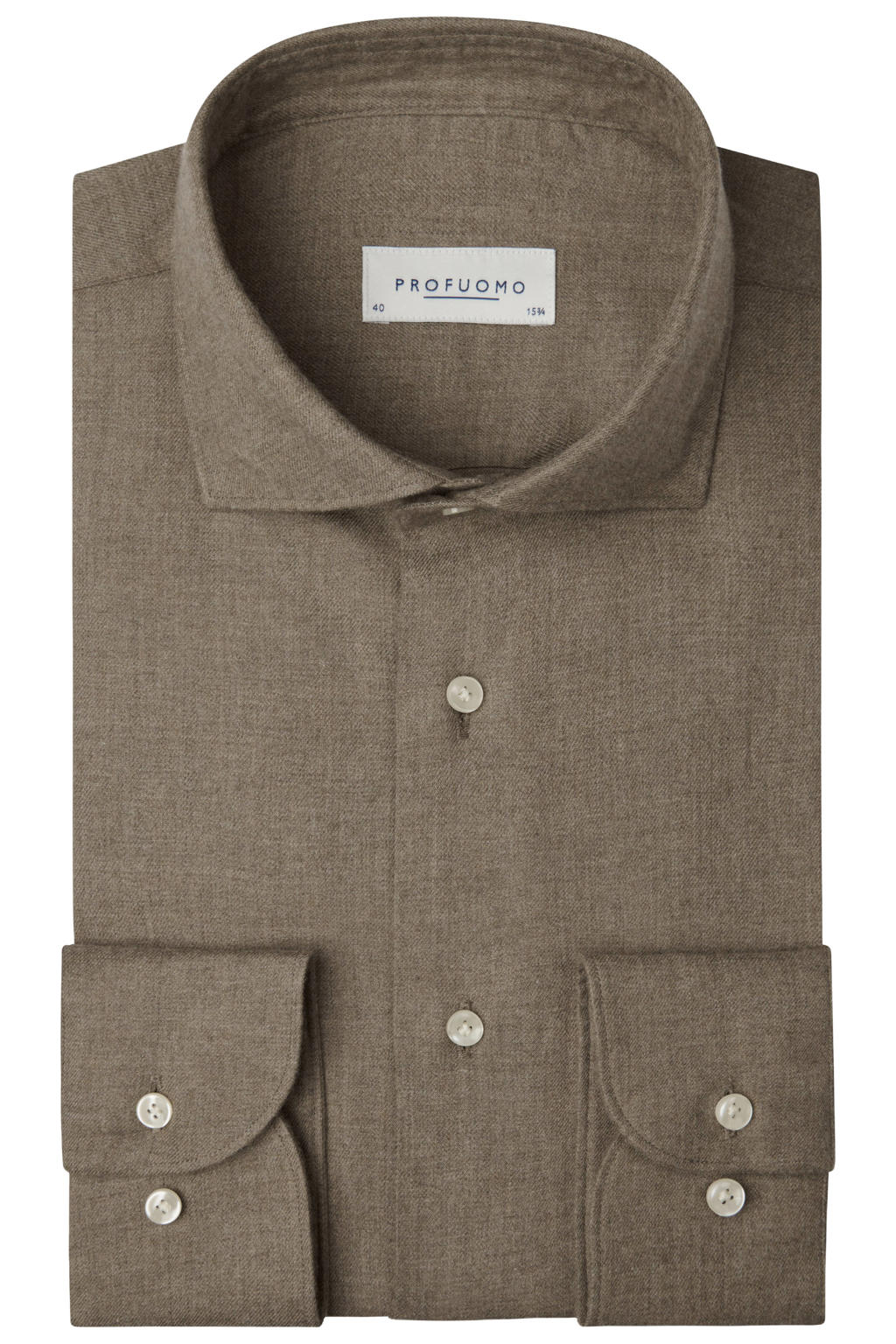 Profuomo CUTAWAY SF slim fit twill overhemd - bruin