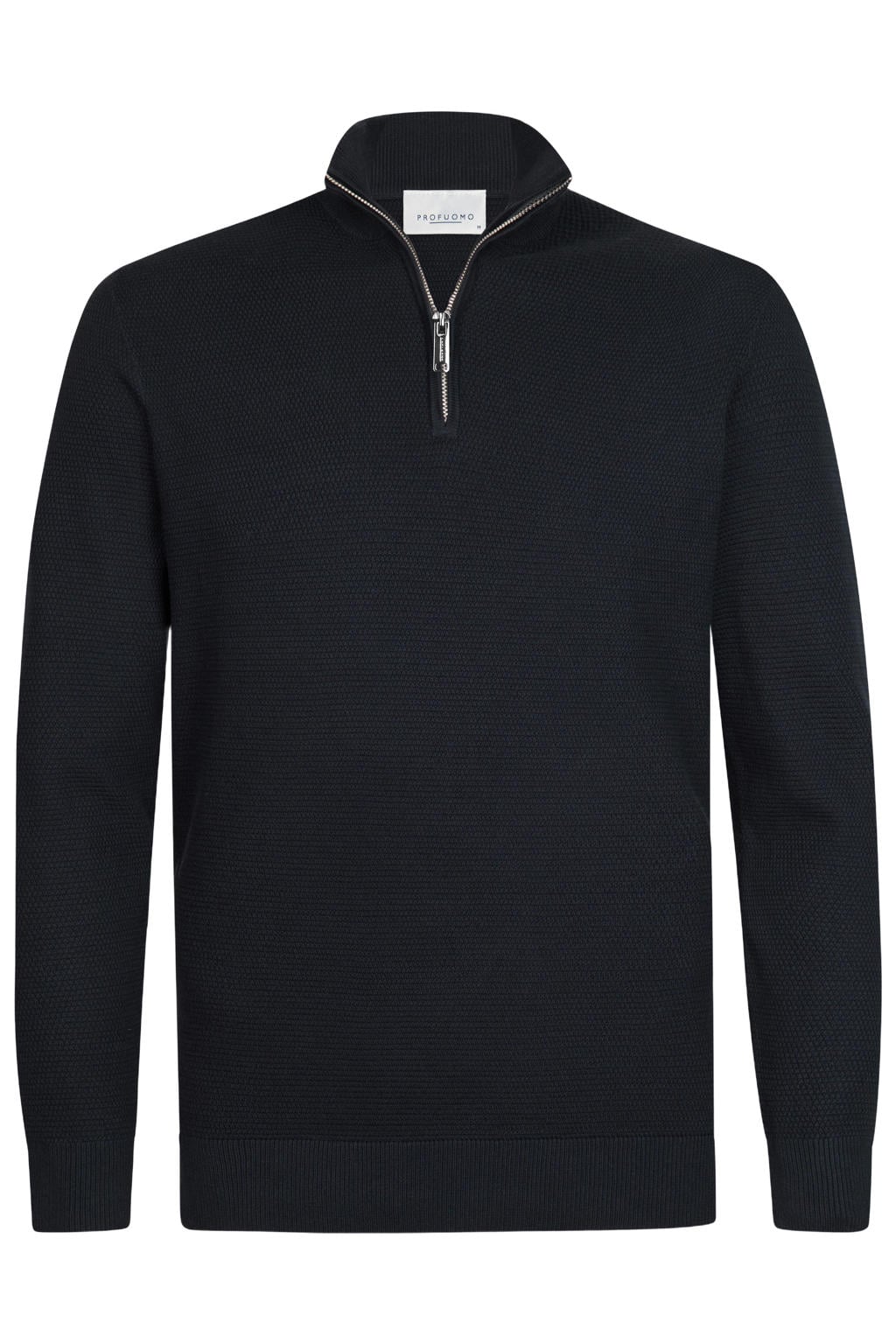 Profuomo katoenen regular fit gebreide trui - donkerblauw