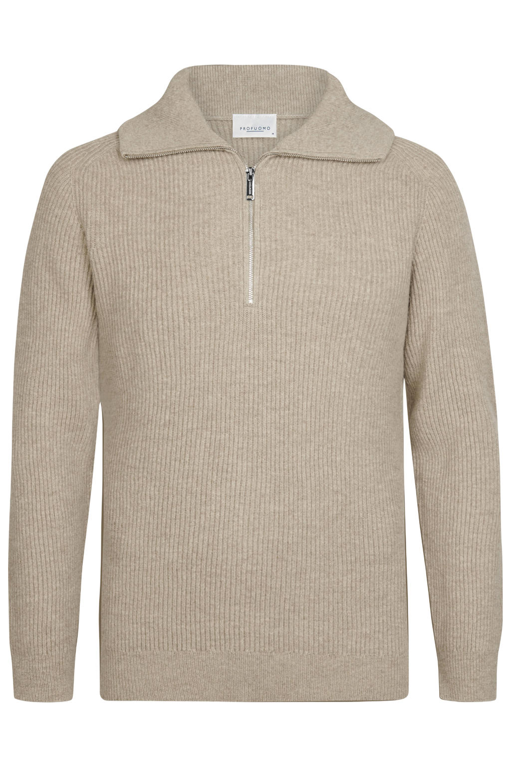 Profuomo wollen regular fit gebreide trui - beige