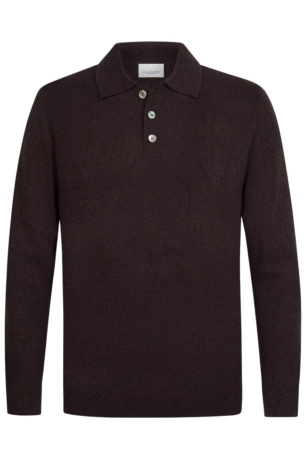 Profuomo regular fit gebreide trui met wol - aubergine