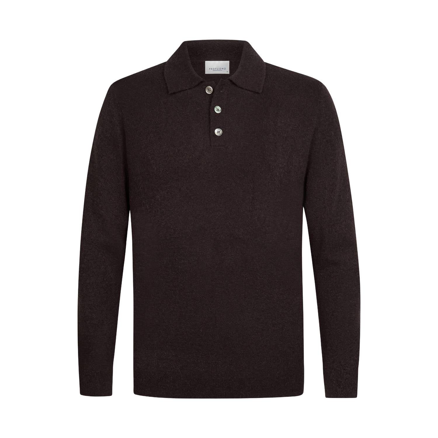 Profuomo regular fit gebreide trui met wol aubergine