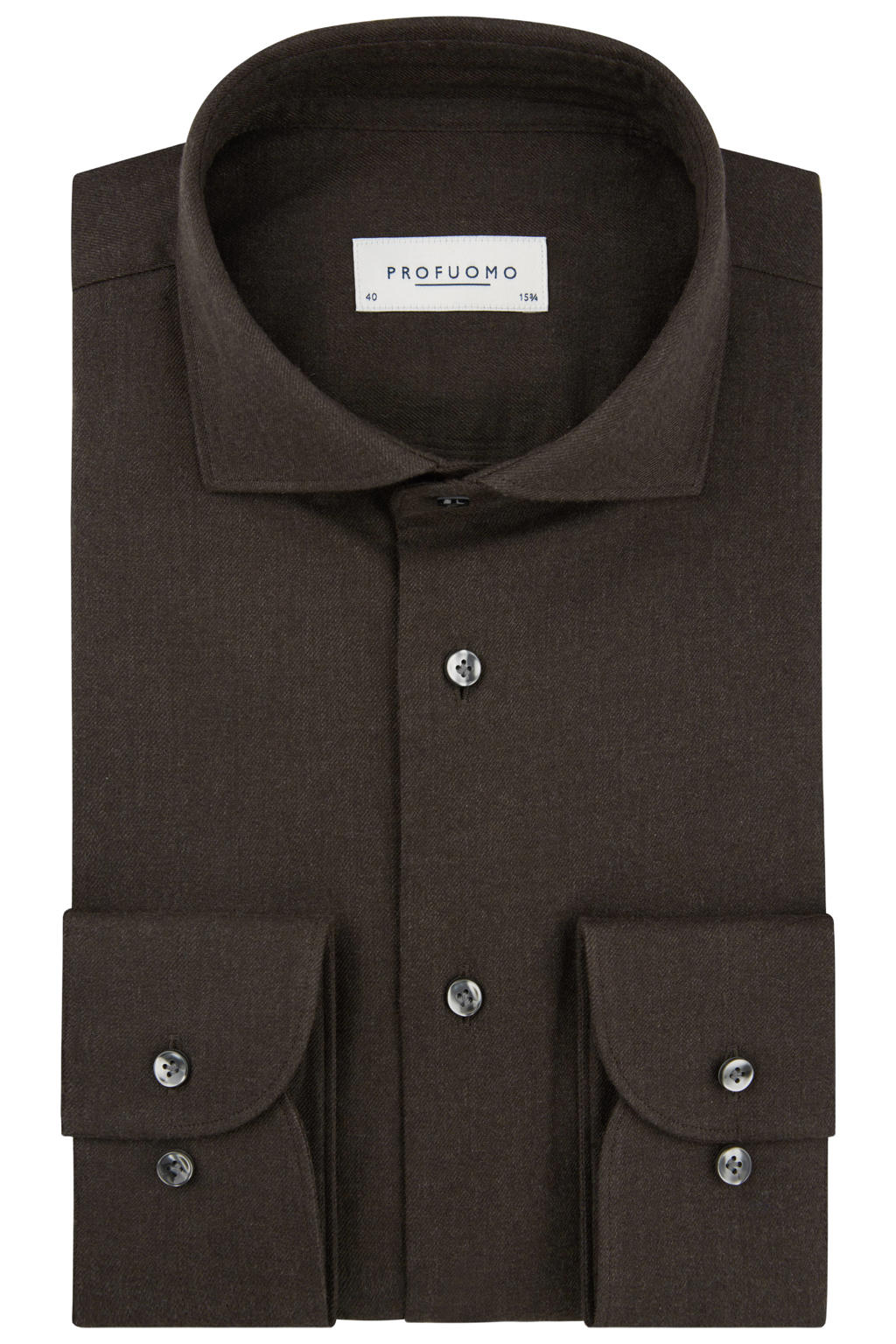 Profuomo CUTAWAY SF slim fit twill zakelijk overhemd - donkerbruin