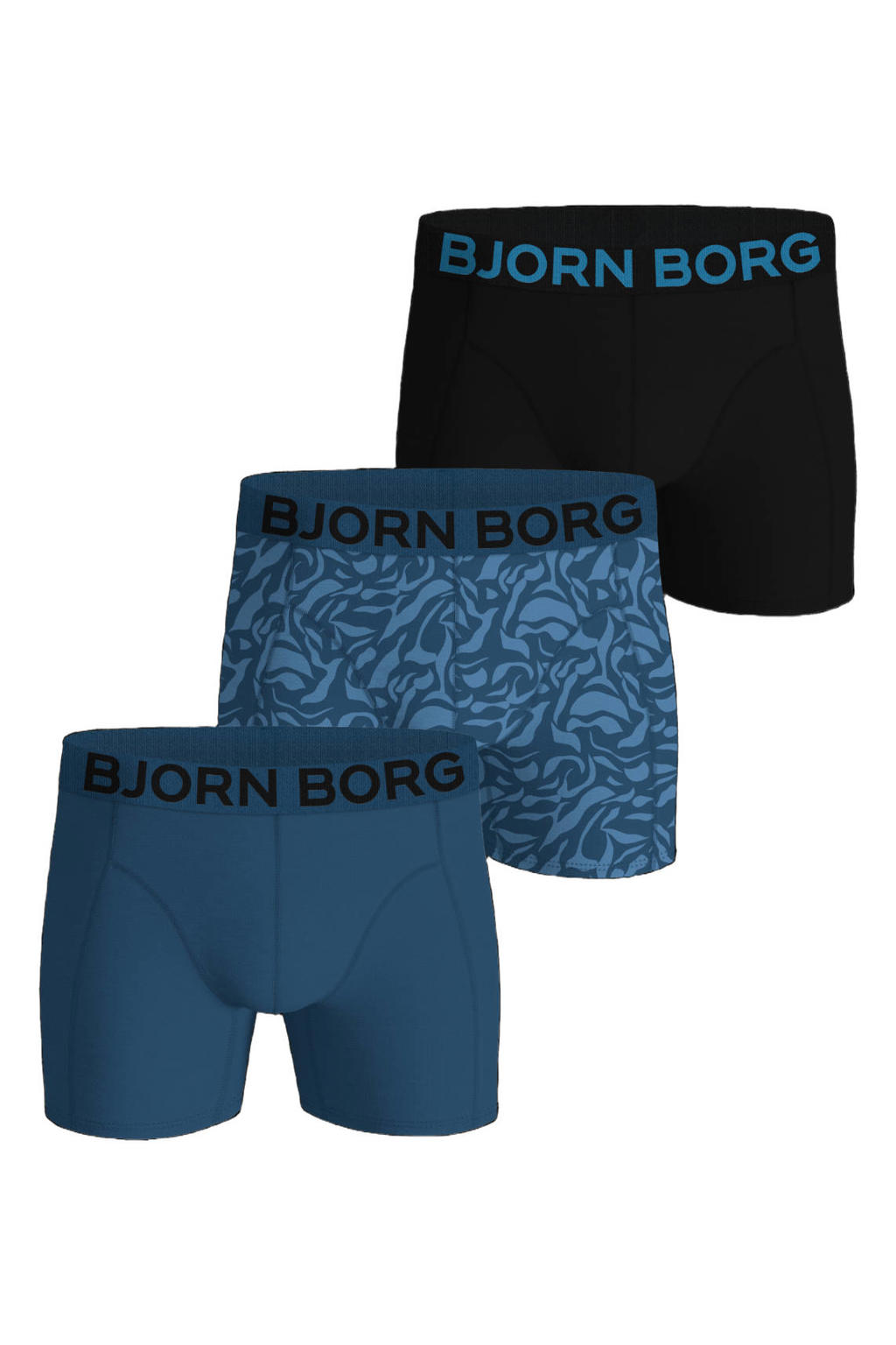 Björn Borg boxershorts - blauw/zwart (set van 3)