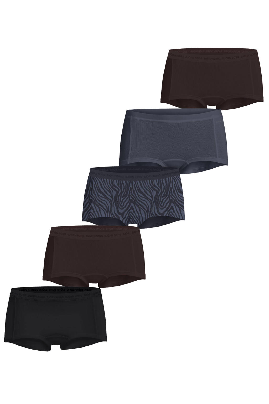 Björn Borg short - blauw/zwart/bruin (set van 5)