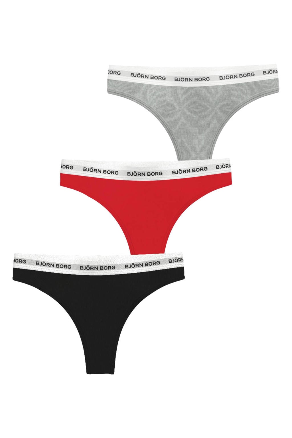 Björn Borg strings - rood/grijs/zwart (set van 3)