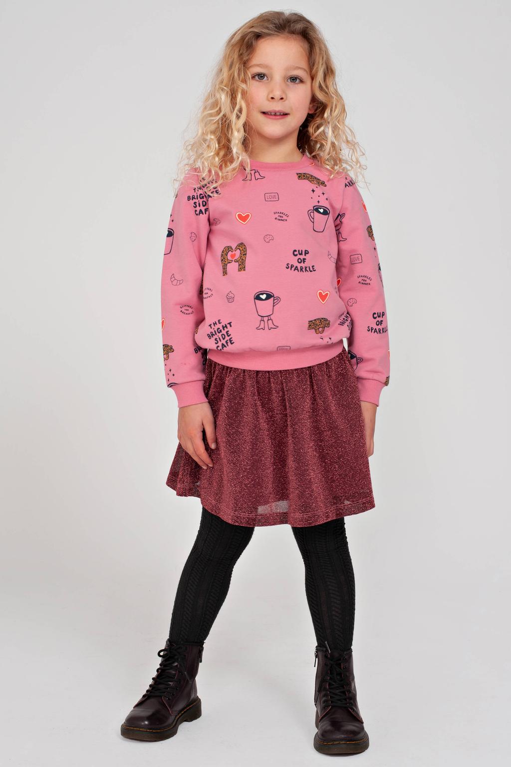 Roze, zwart en bruine meisjes Jubel sweater City Chic van stretchkatoen met lange mouwen en ronde hals