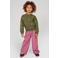 Jubel imitatieleren broek Moon Flowers roze