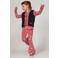 Jubel flared broek Moon Flowers roze/groen