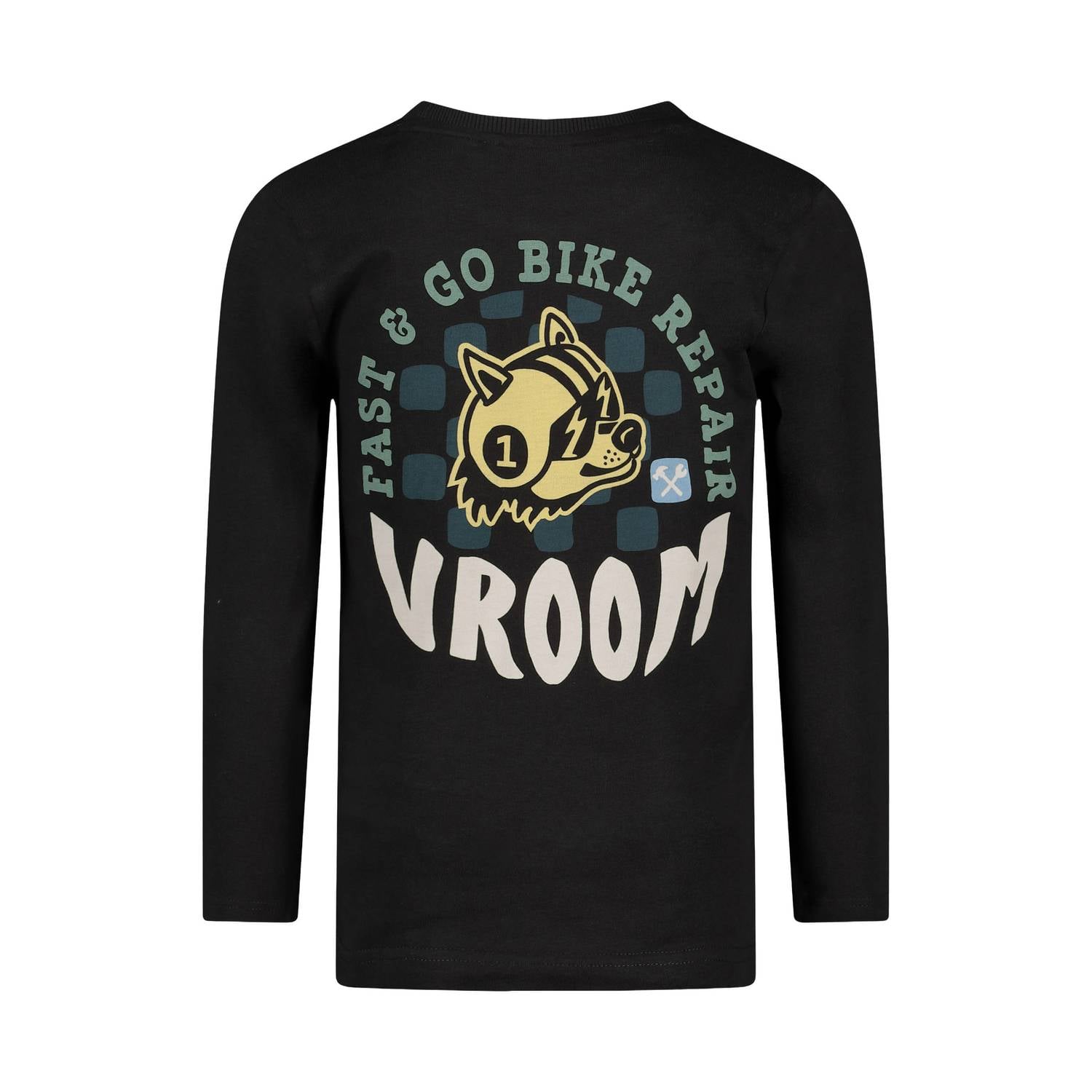 Sturdy rechtvallende longsleeve met backprint antraciet wit petrol