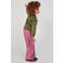 Jubel oversized sweater Moon Flowers olijfgroen/roze