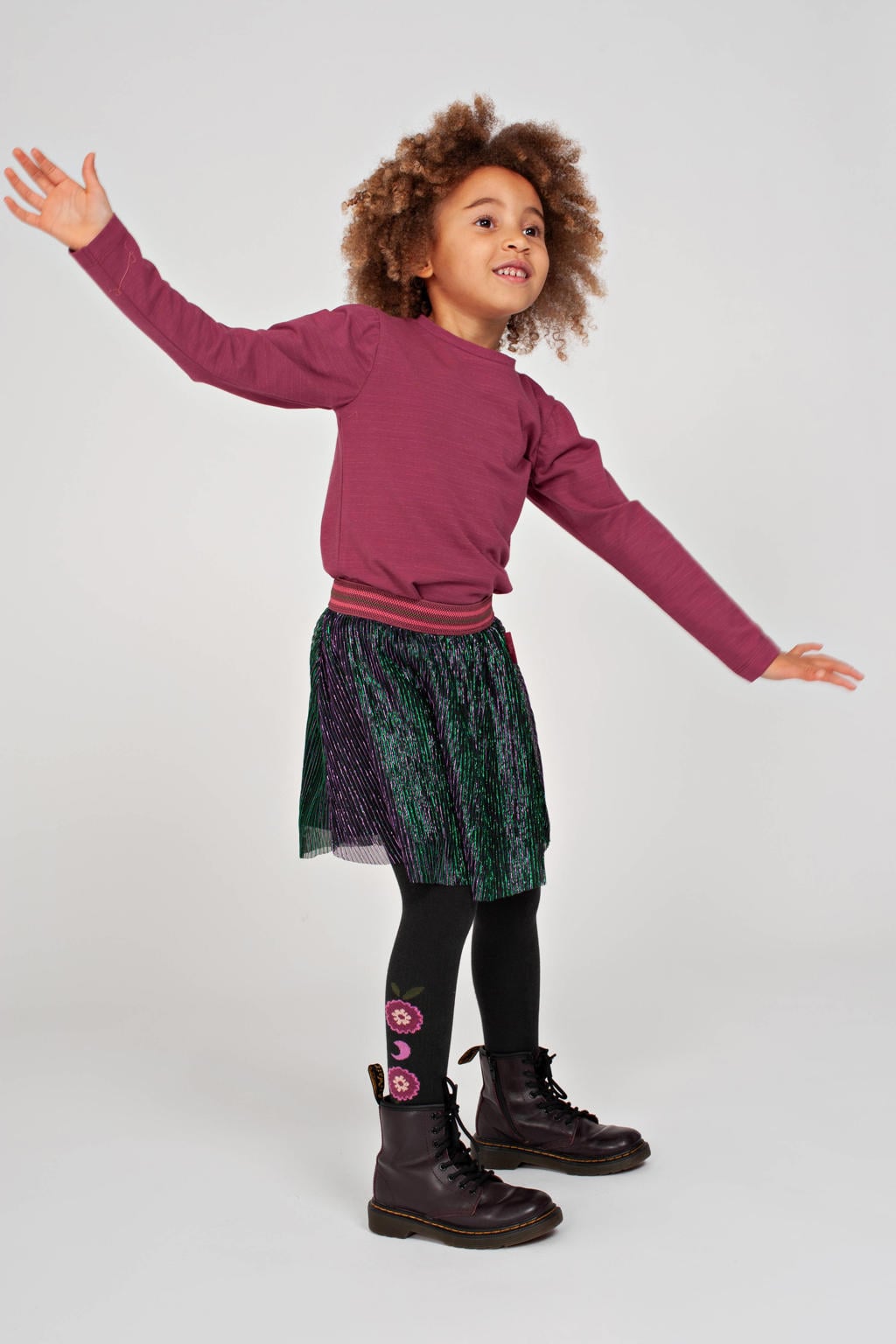 Jubel longsleeve Moon Flowers donkerroze