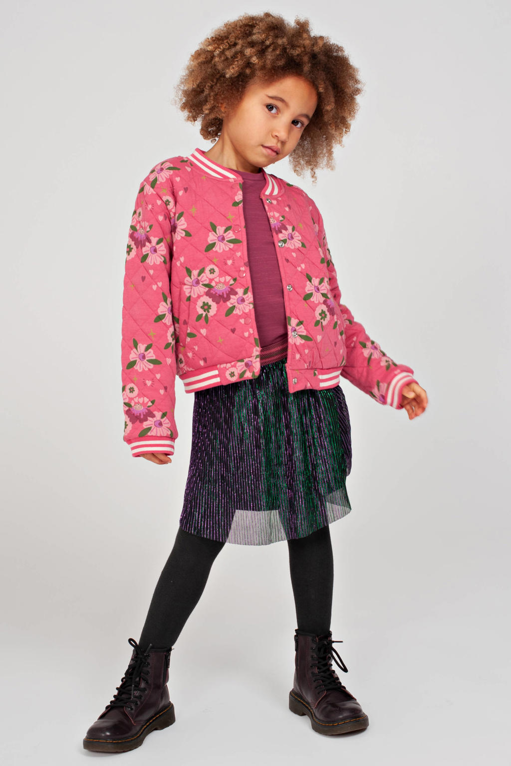 Jubel longsleeve Moon Flowers donkerroze