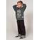 Sturdy oversized sweater met tekst - petrol/ecru
