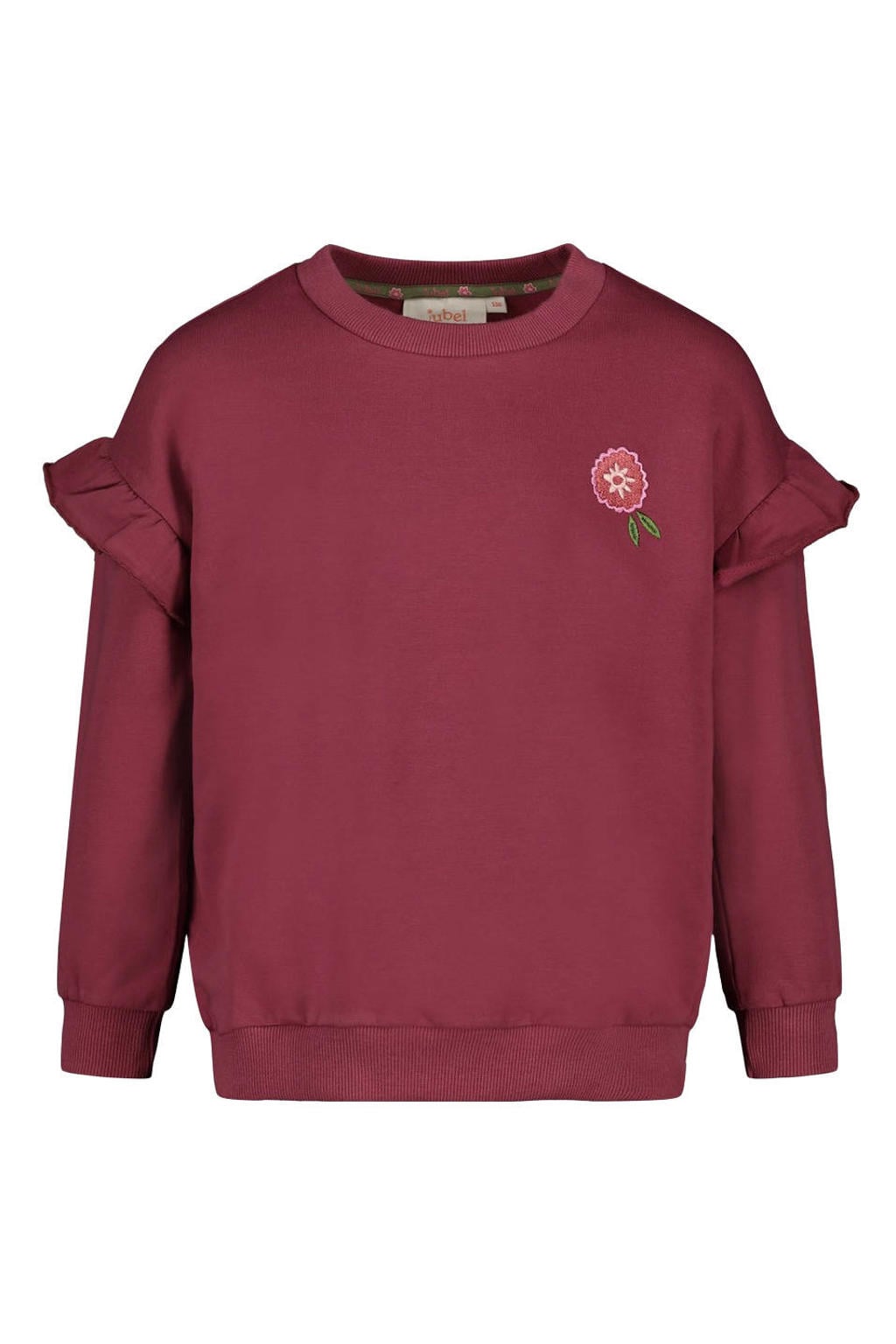 Roze meisjes Jubel relaxed fit sweater Moon Flowers van stretchkatoen met lange mouwen, ronde hals en borduursels