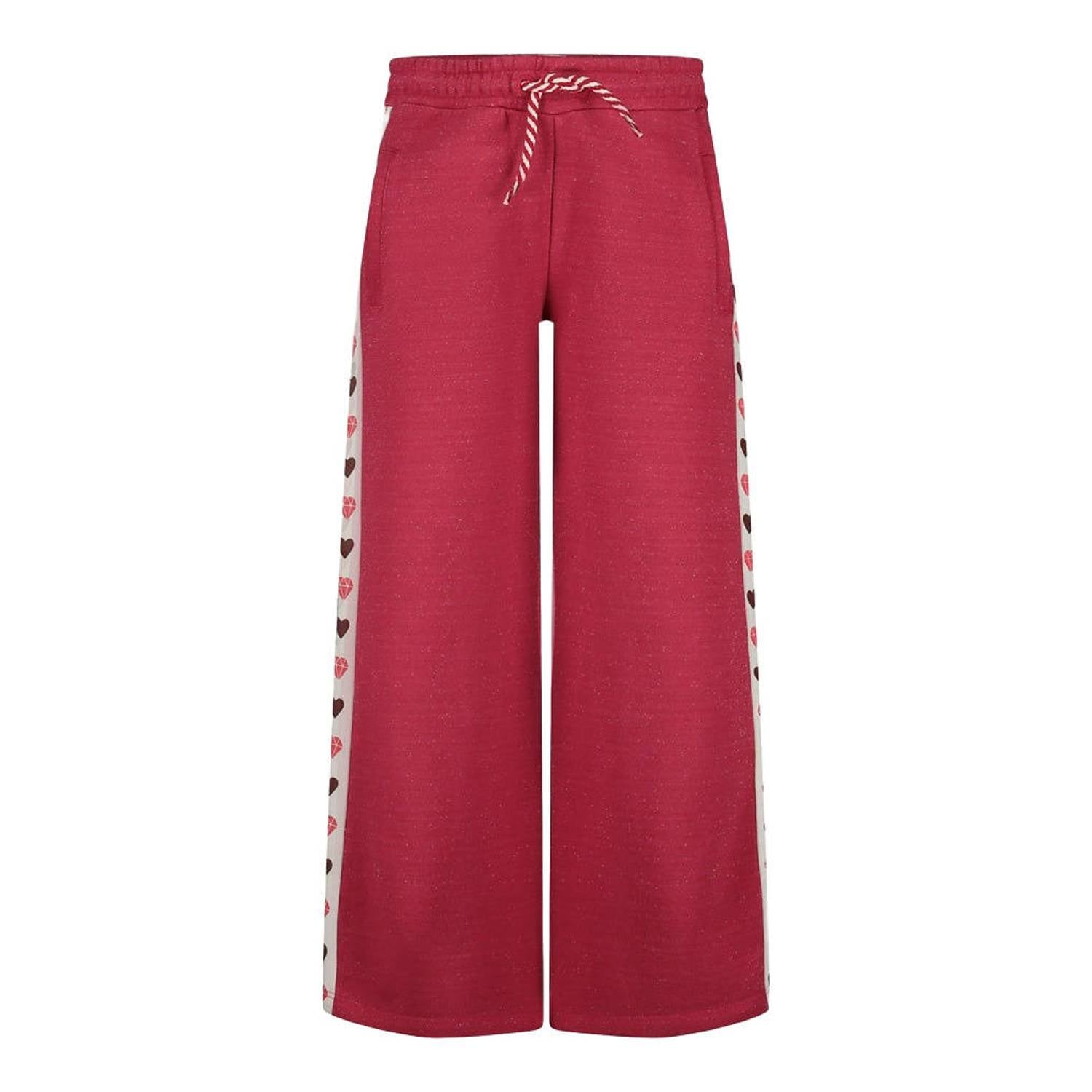 Jubel wide leg gestreepte joggingbroek met hartjes roze wit