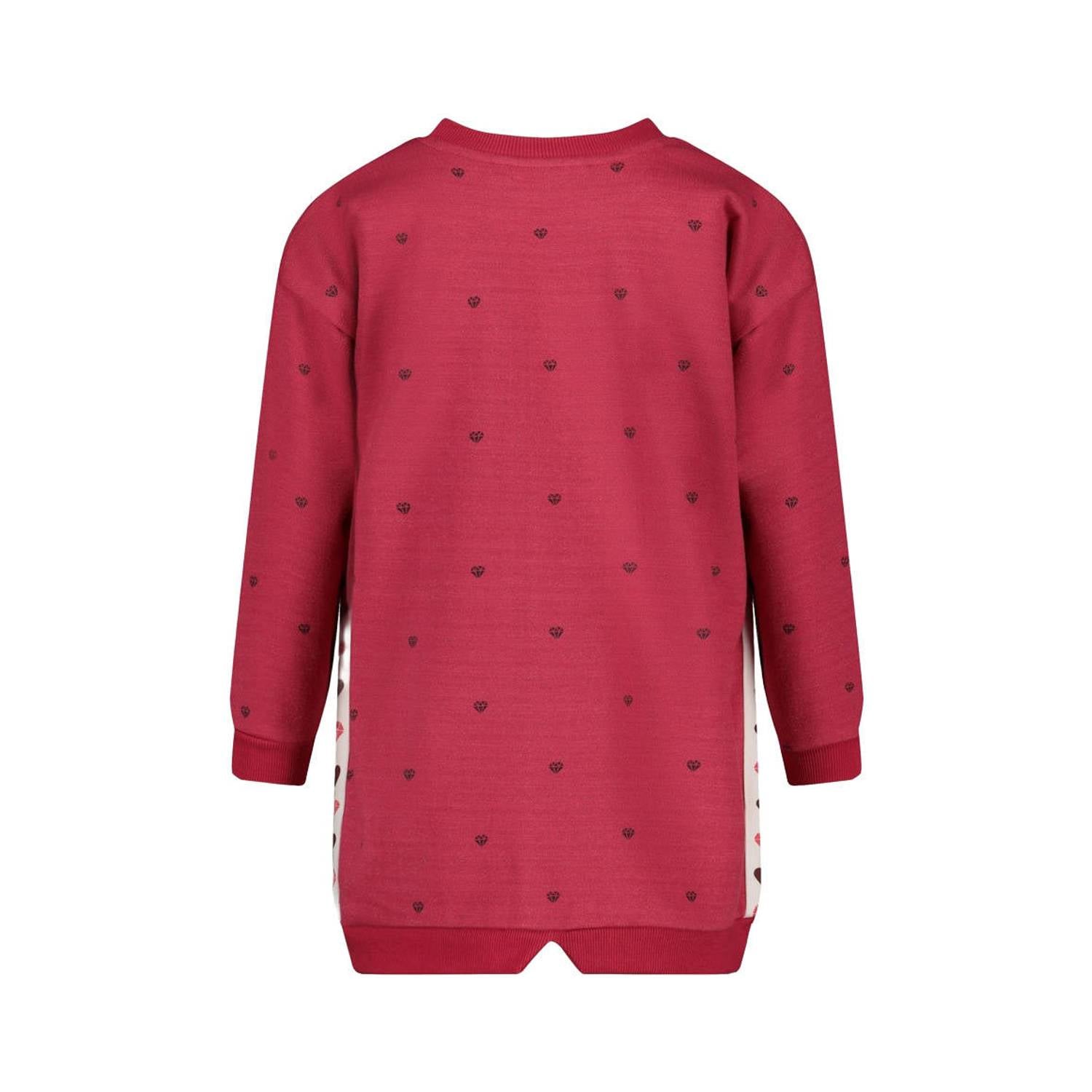 Jubel gestreepte midi sweatjurk met hartjes roze wit
