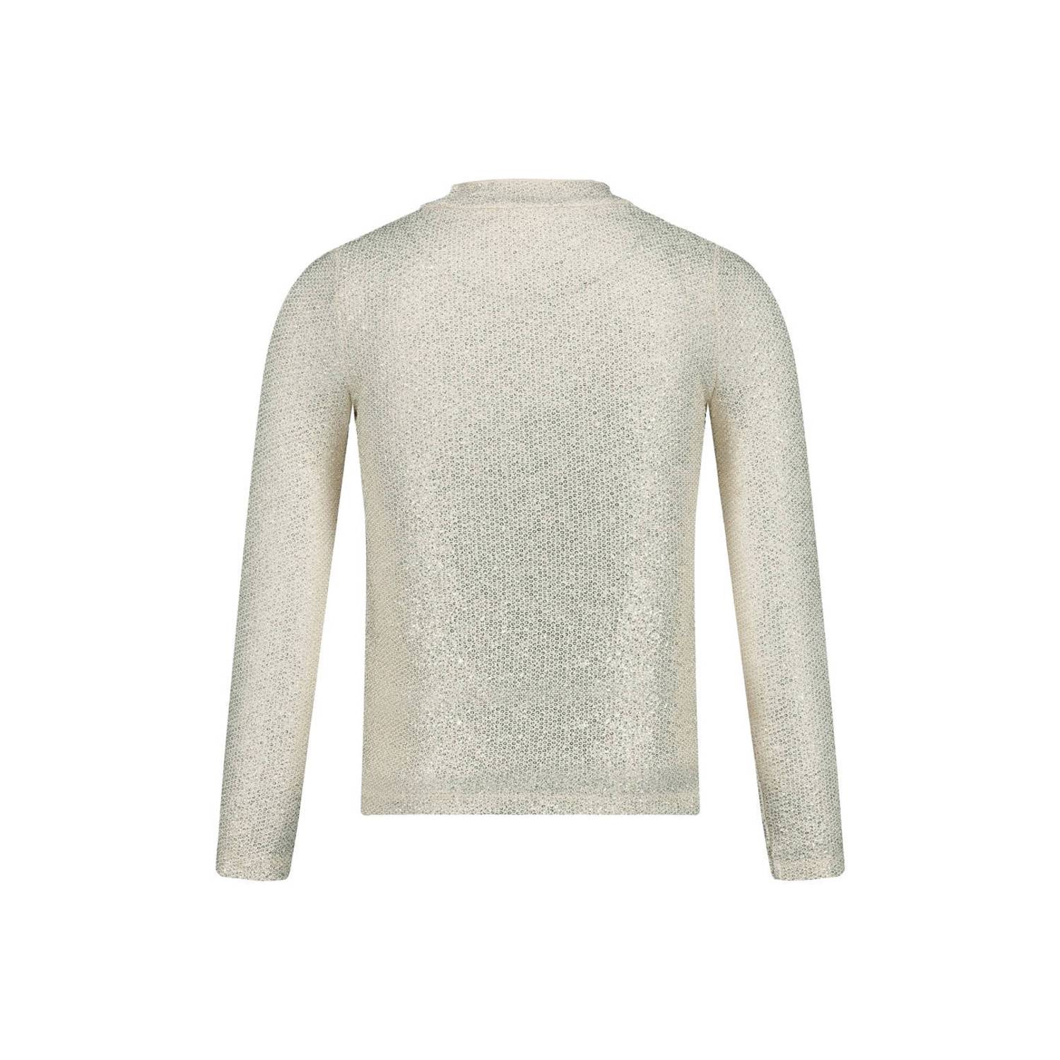 Jubel longsleeve met pailletten offwhite
