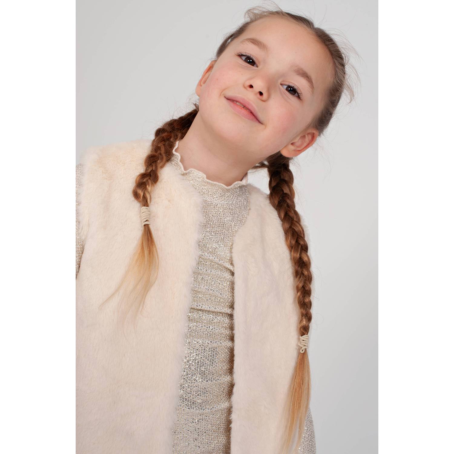 Jubel longsleeve met pailletten offwhite