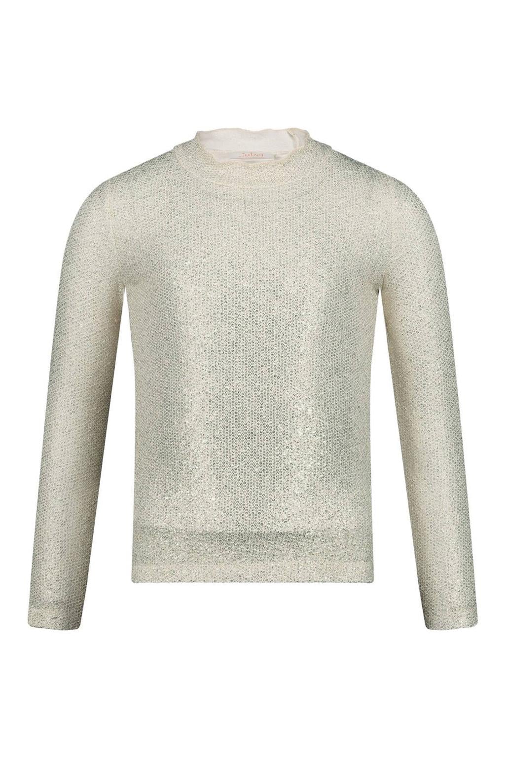 Jubel longsleeve met pailletten - offwhite