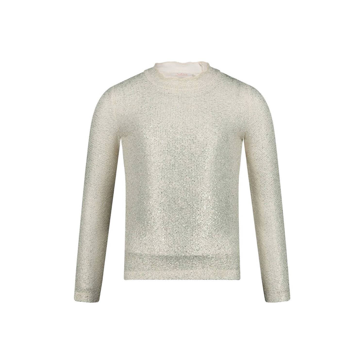 Jubel longsleeve met pailletten offwhite