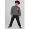 Sturdy oversized sweater Mountain top met backprint grijs/wit/oudroze
