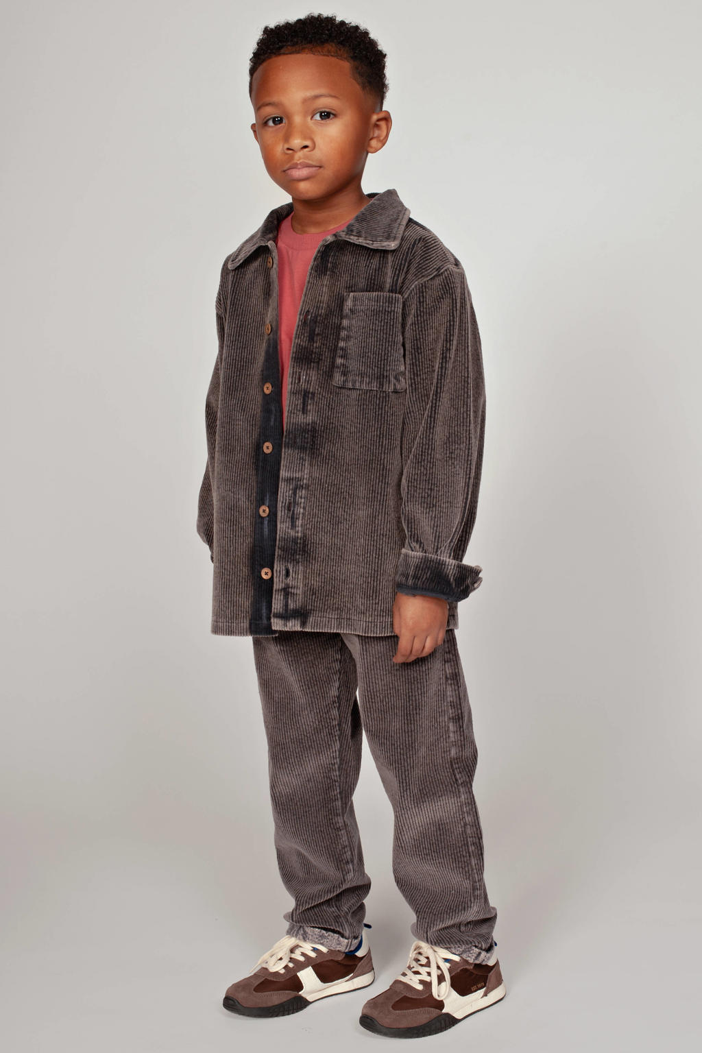 Sturdy loose fit corduroy broek Mountain top antraciet