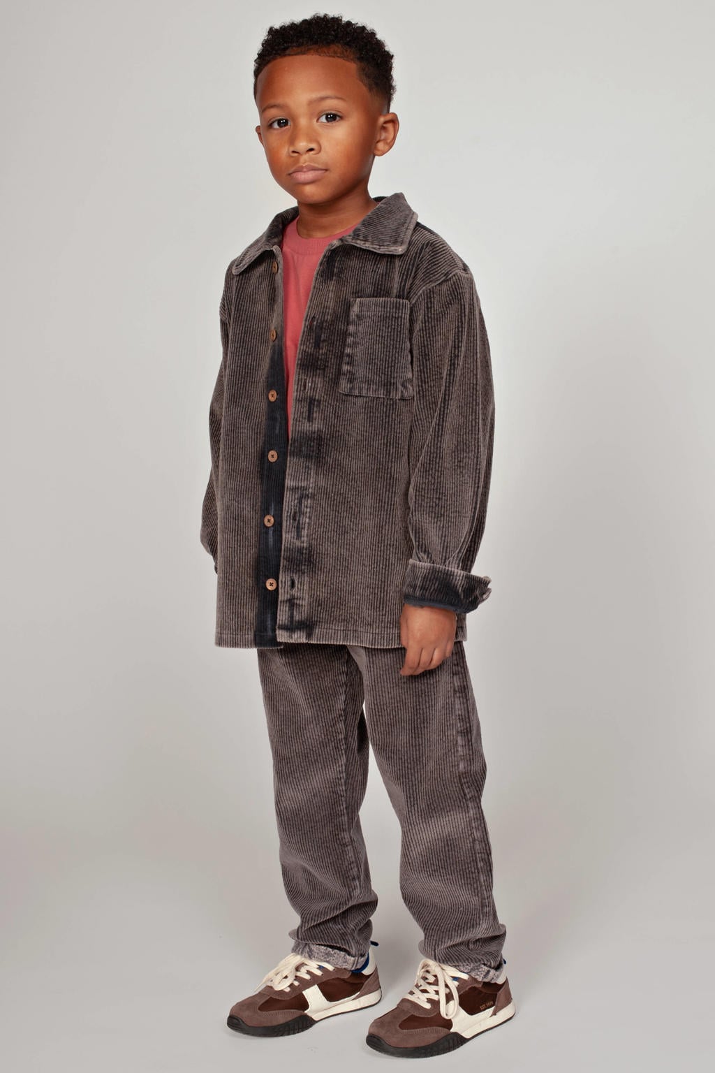 Sturdy loose fit corduroy broek Mountain top antraciet