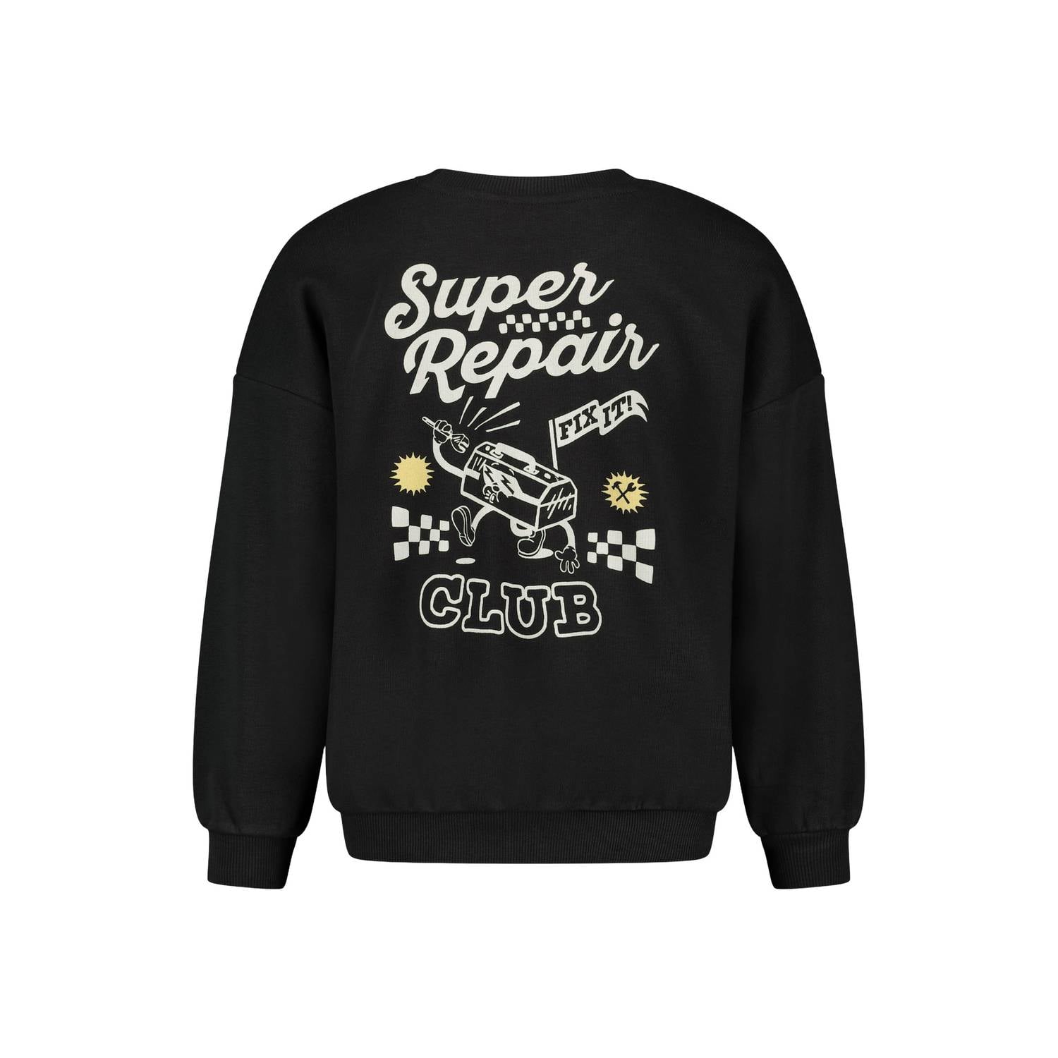 Sturdy oversized sweater met tekst antraciet wit