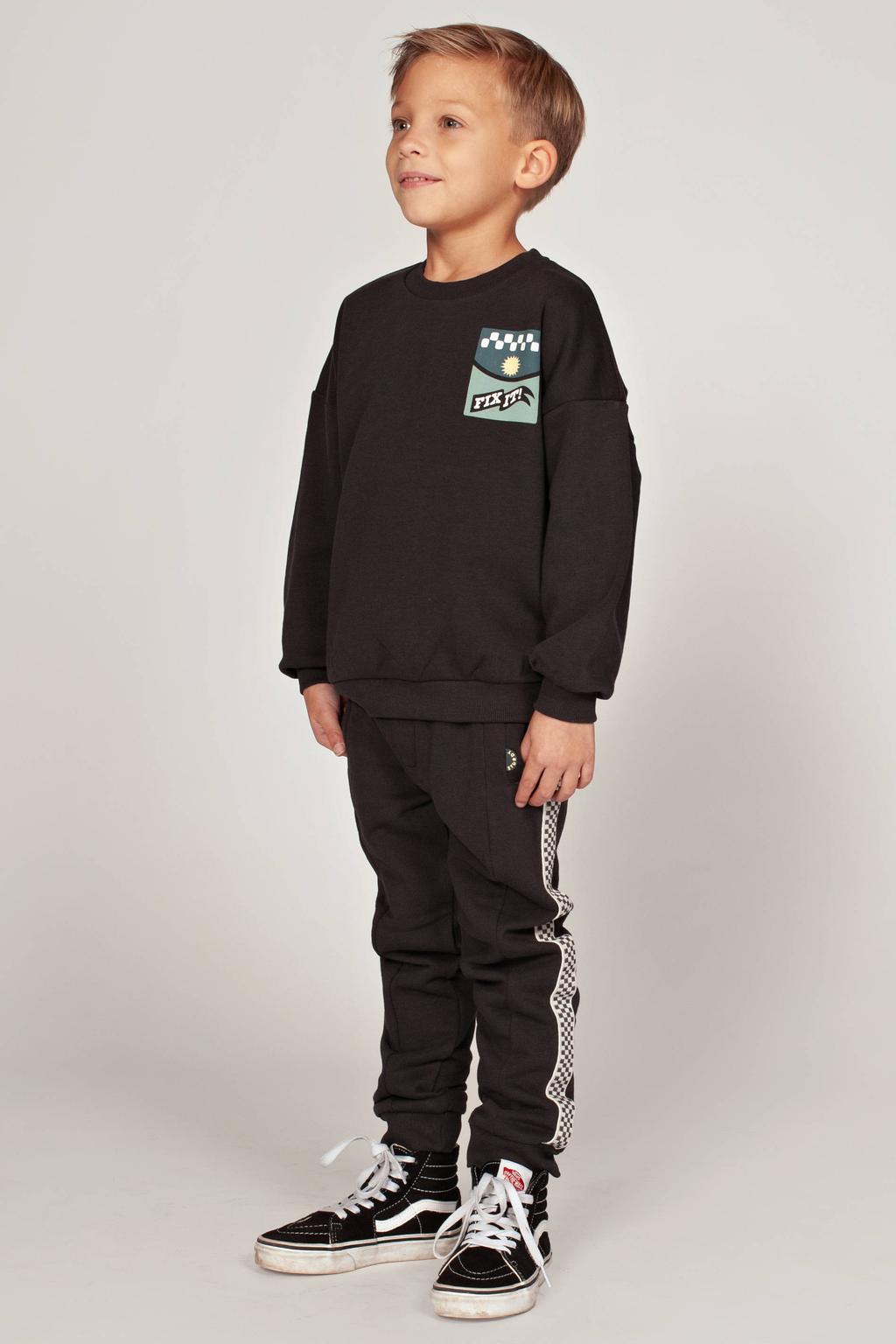Sturdy oversized sweater met tekst - antraciet/wit
