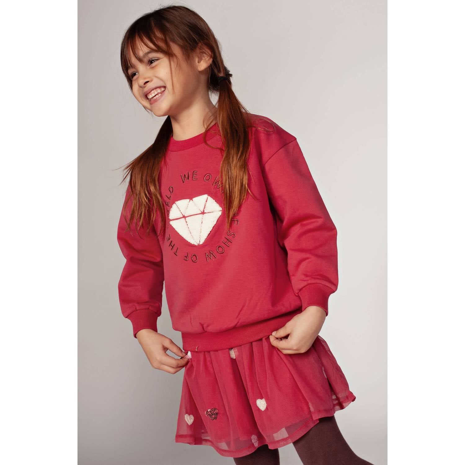 Jubel sweater met print roze