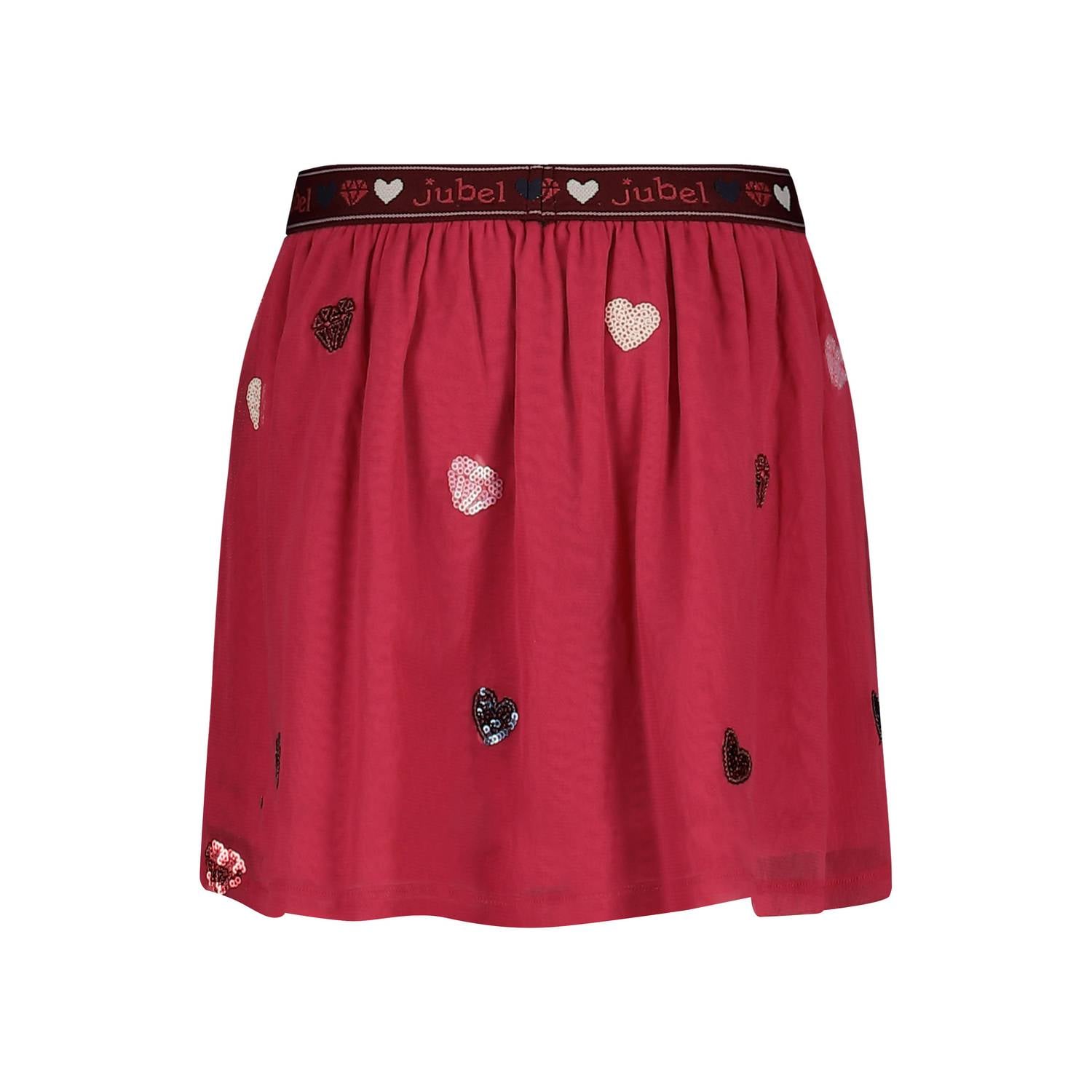 Jubel korte rok met tule details en hartjes roze